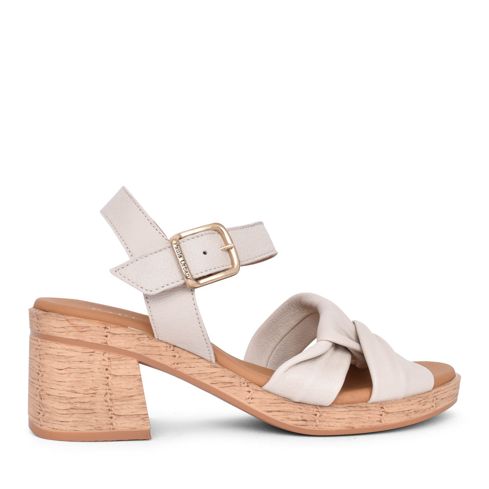 Ladies 34-745 Block Heel Sandal In Beige