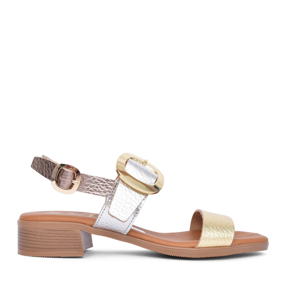 Ladies 5609 Low Heel Sandal In Platino