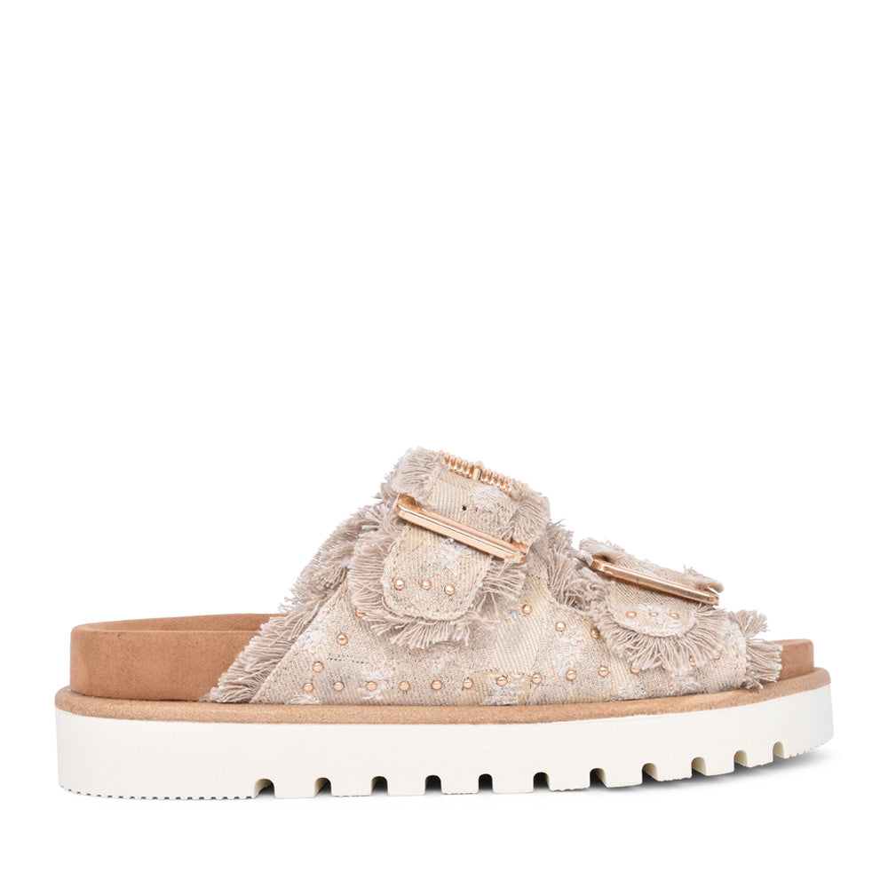 Ladies 1461708 Double Strap Mule In Beige