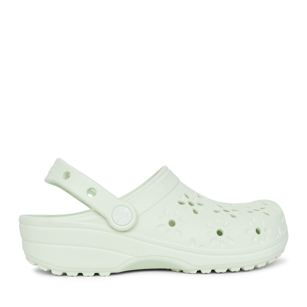 Ladies 210927 Classic Floral Cut Out Clog In Jade