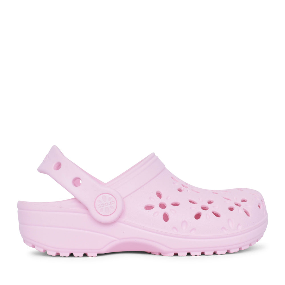 Girls 210943 Classic Floral Cut Out Junior Clog In Pink Milk