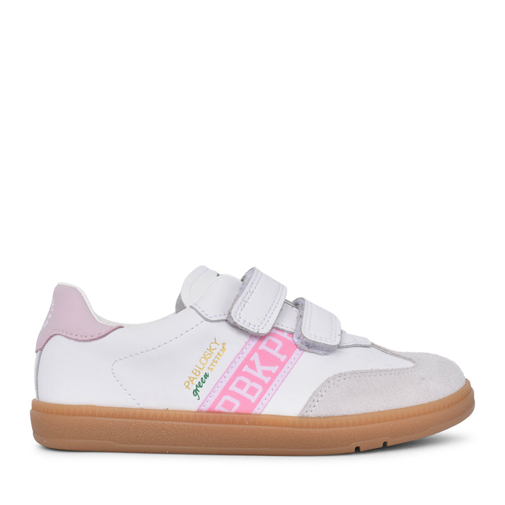 Girls 205707 Double Velcro Trainer In White Multi