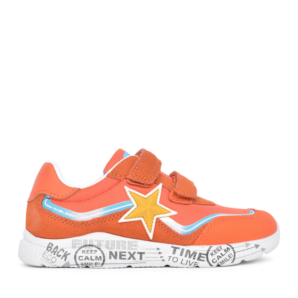 Boys 979490 Double Velcro Trainer In Orange