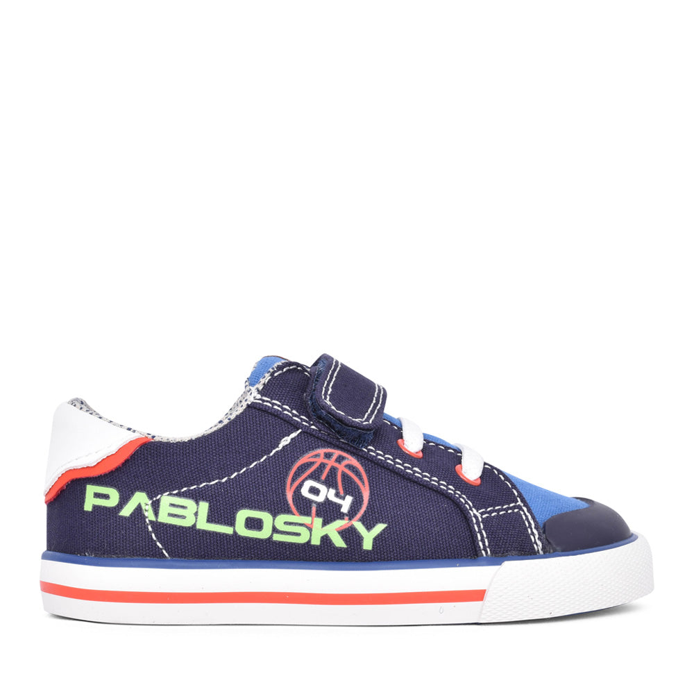 Boys 980220 Canvas Velcro Shoe In Navy