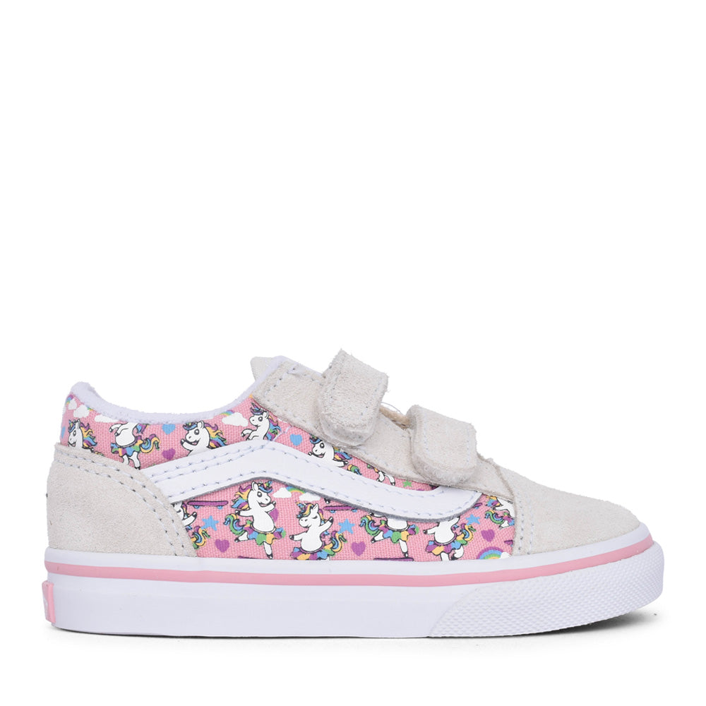 Girls Old Skool V Toddler Velcro Shoe In Pink Multi