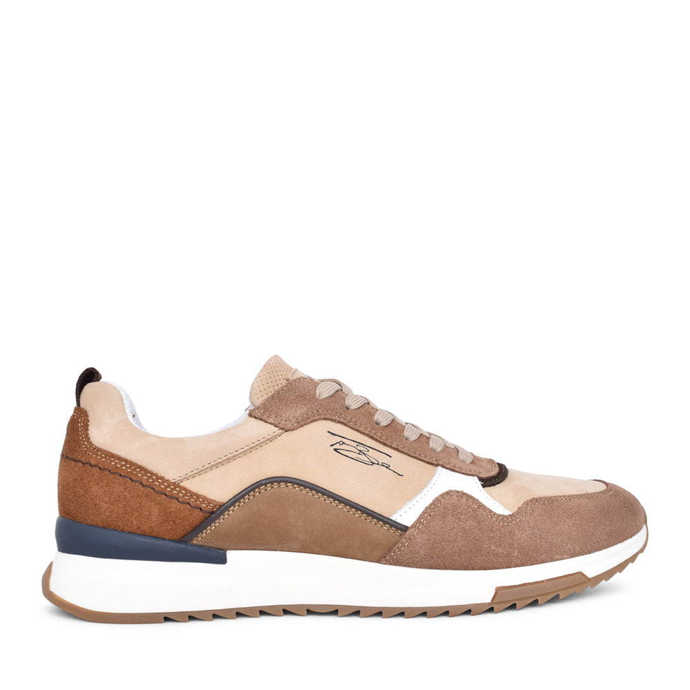 Mens Prendergast Laced Trainer In Brown-multi