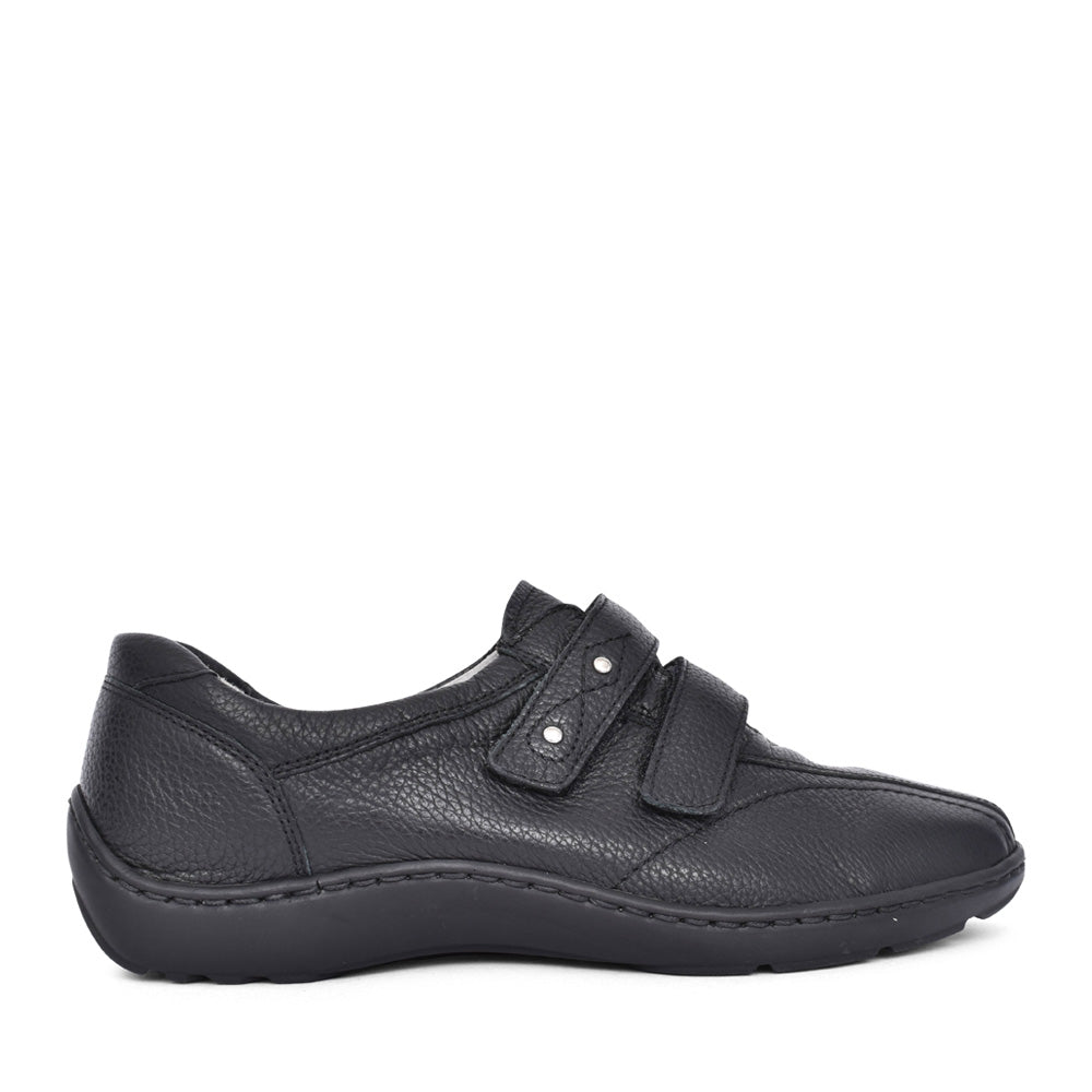 Ladies 496301 Henni H-fit Velcro Shoe In Blk Leather