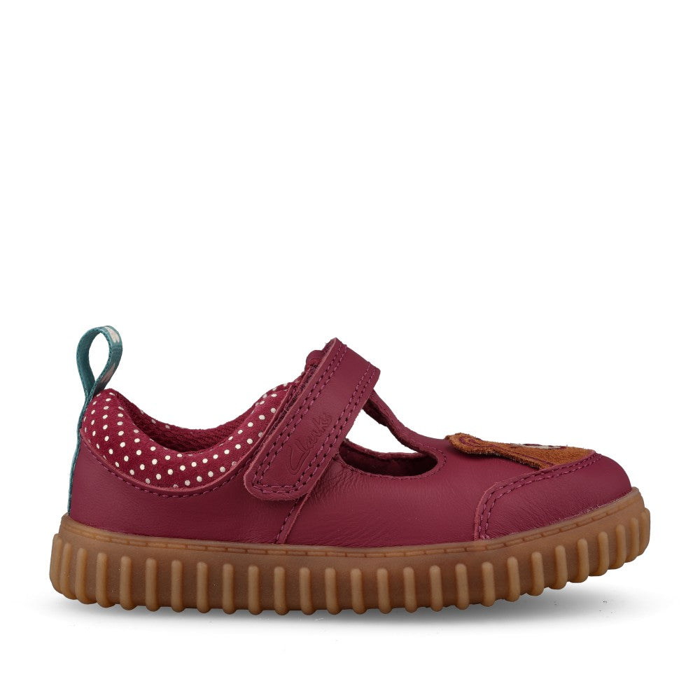 Girls Cove Glow T Berry T-bar Shoe In Kids F Fit