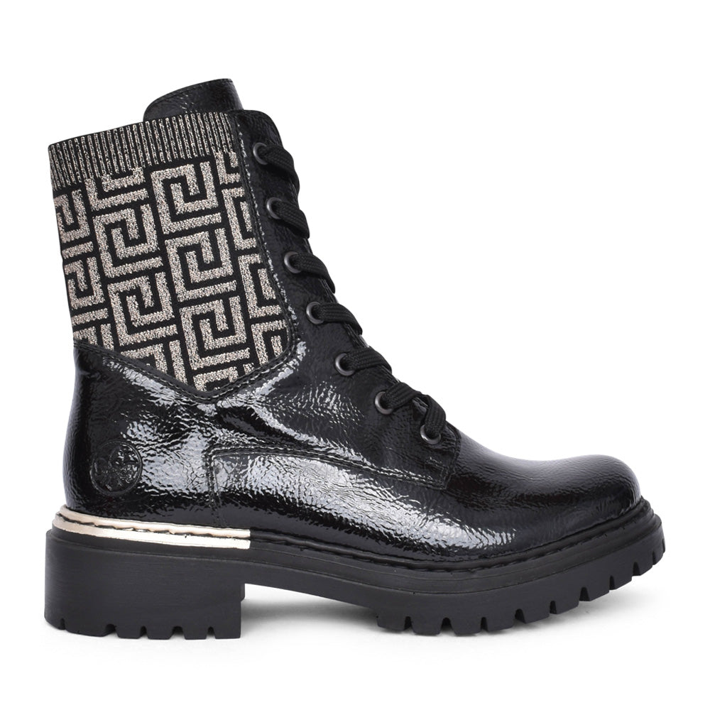 Ladies 72607 Laced Ankle Boot In Black