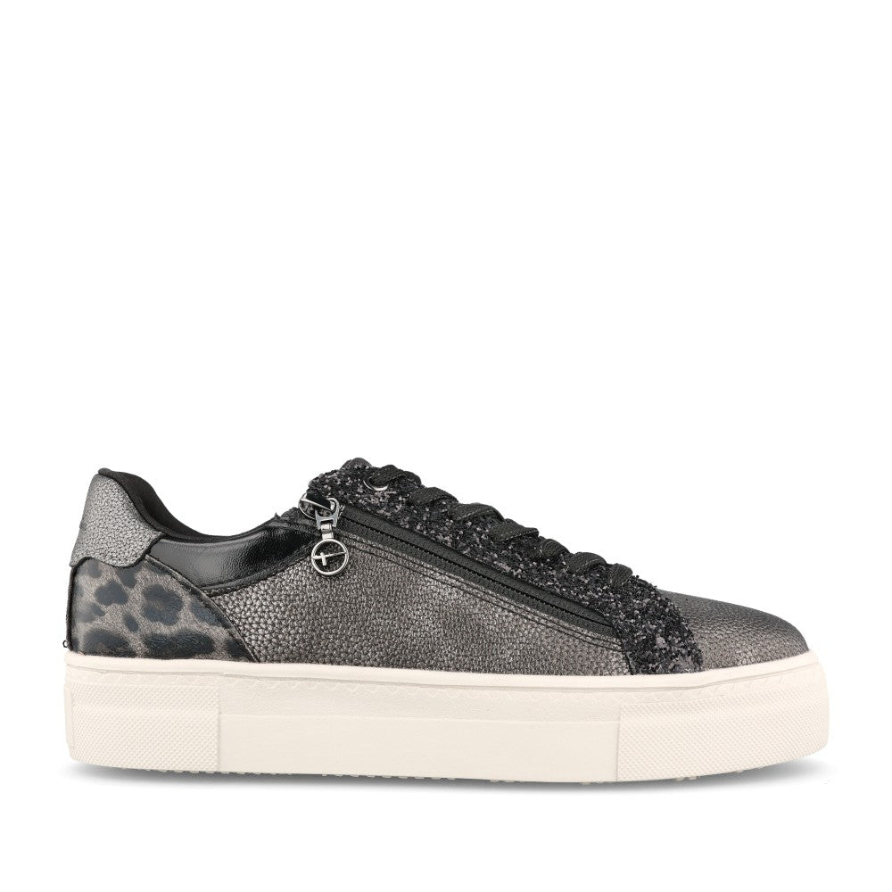 Ladies 1-23313 Laced Trainer In Pewter