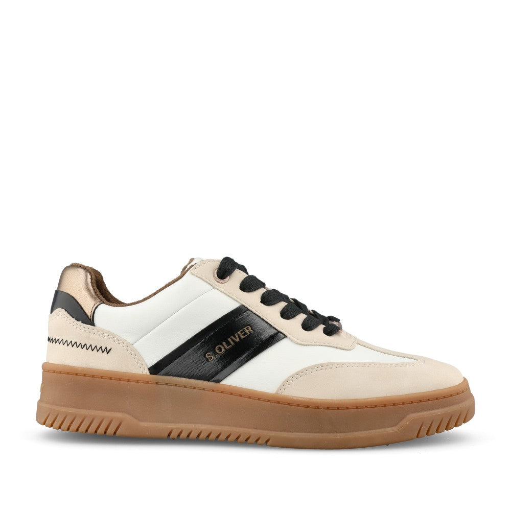Ladies 5-23623 Laced Trainer In Beige