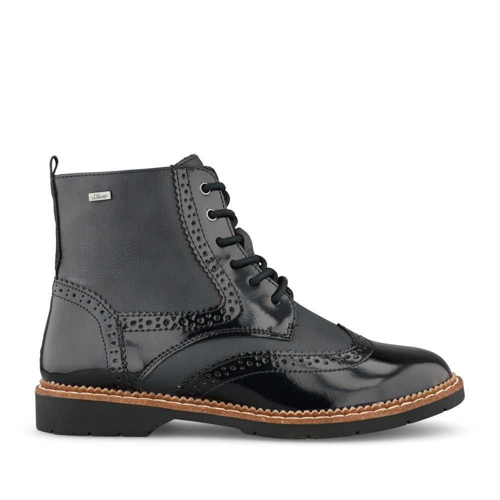 Ladies 5-25255 Laced Ankle Boot In Navy