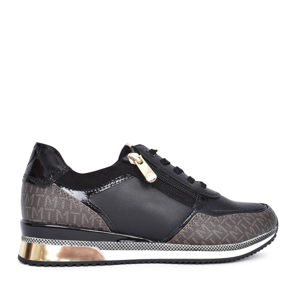 Ladies 2-23713 Laced Trainer In Black