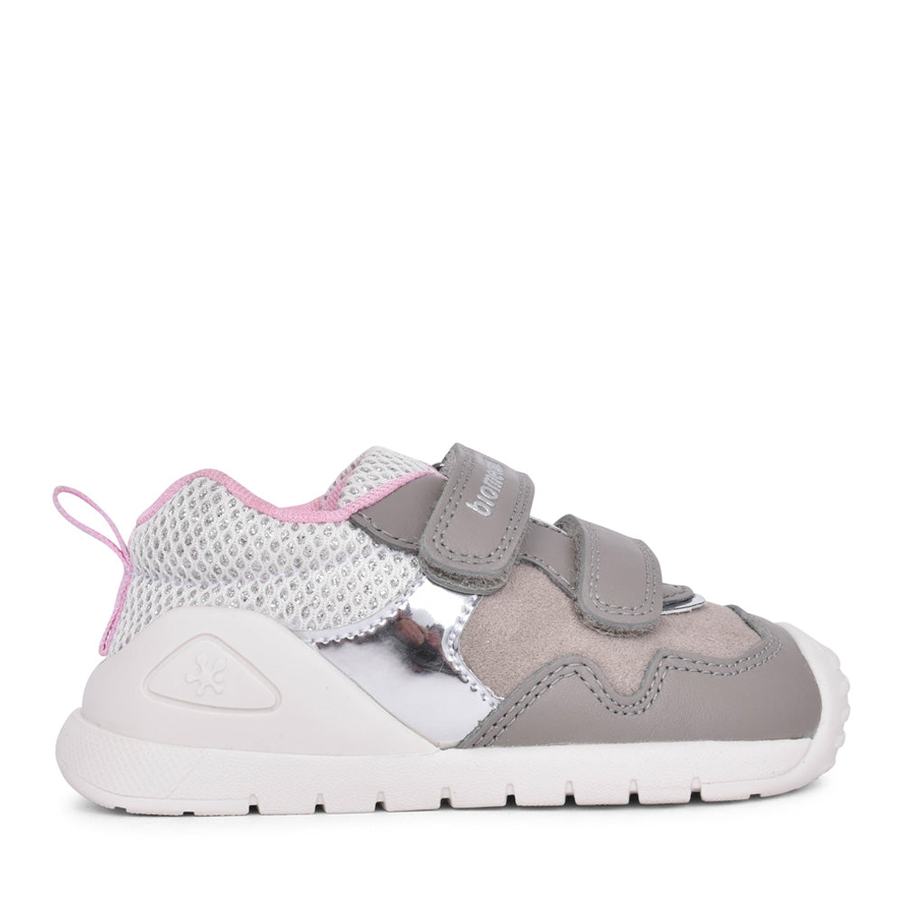 Girls 251110 Double Velcro Shoe In Grey