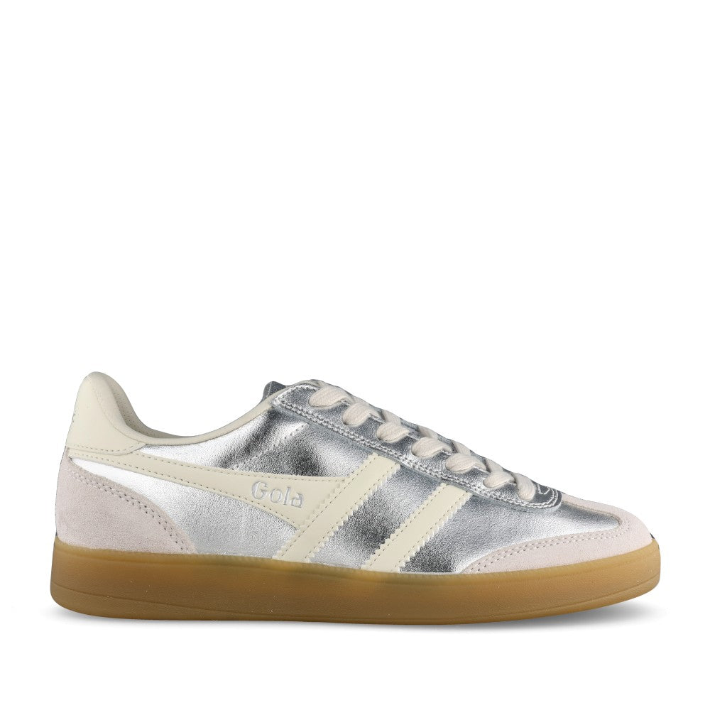 Ladies Viper Metallic Clb783 Laced Trainer In Silver