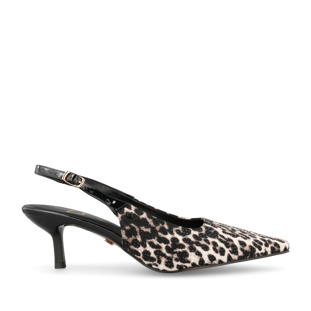 Ladies Bird Hunter Slingback Court Shoe In Leopard