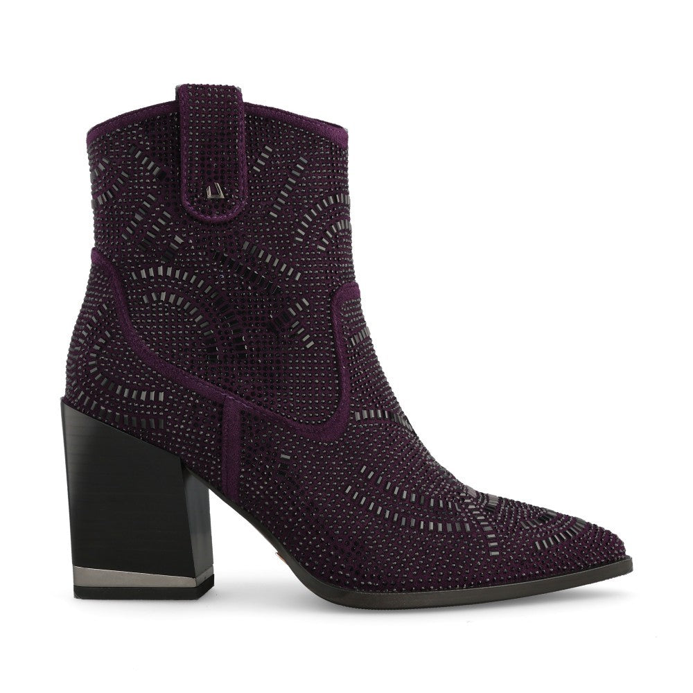 Ladies Tulsa Time Heeled Ankle Boot In Purple