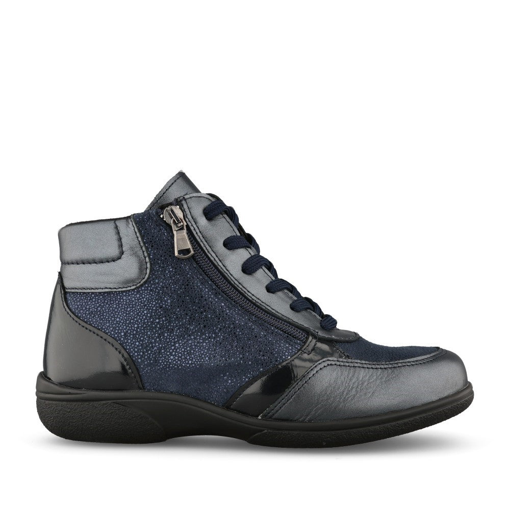 Easy B Ladies Nova 75344 2V Laced Ankle Boot In Navy