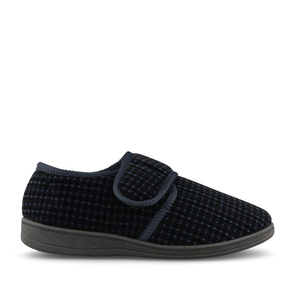 Mens David Velcro Slipper In Navy
