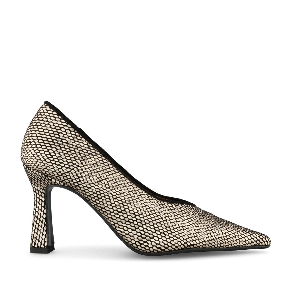 Ladies 3307 High Heel Court Shoe In Gold