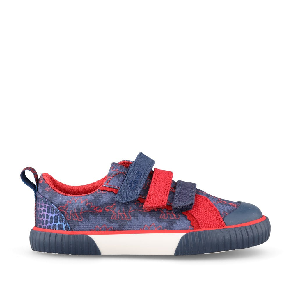 Boys Foxing Trim K Navy/red Canvas Shoe In Kids G Fit