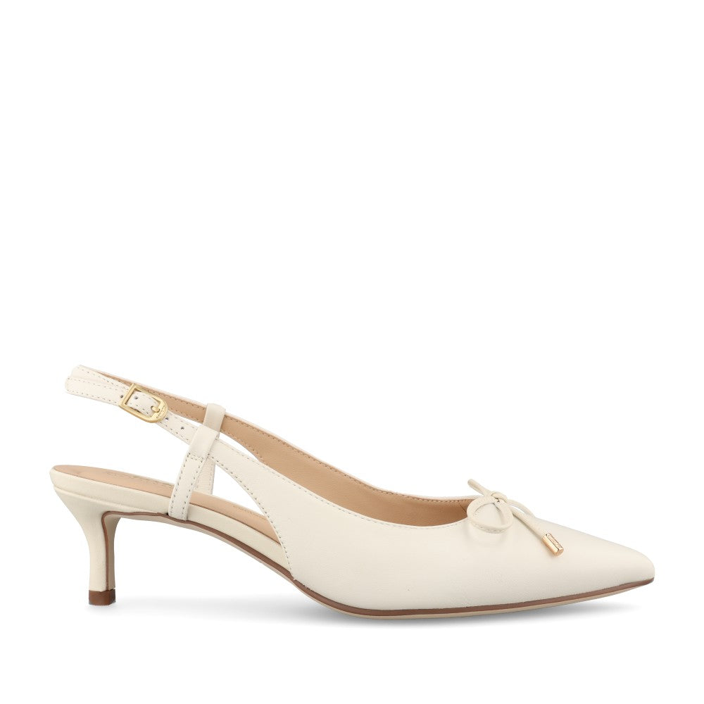 Ladies Zarey Bow D-fit Low Heel Leather Shoe In Cream