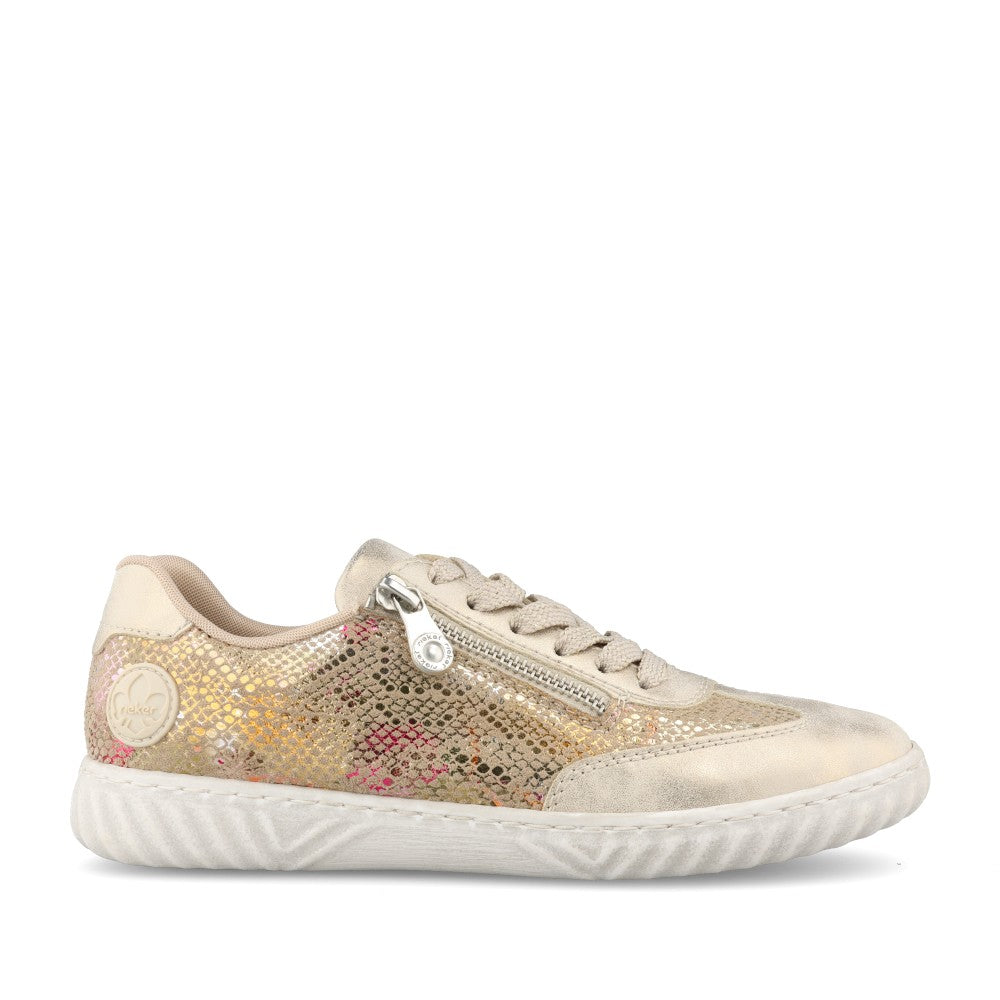 Ladies N0902 Laced Trainer In Gold Int