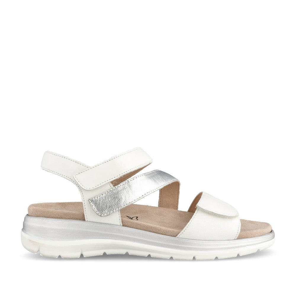 Ladies 9-28716 Velcro Sandal In White