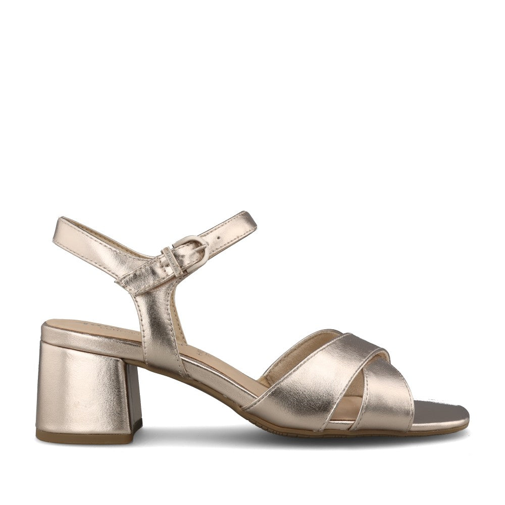 Ladies 8-88322 Block Heel Sandal In Gold