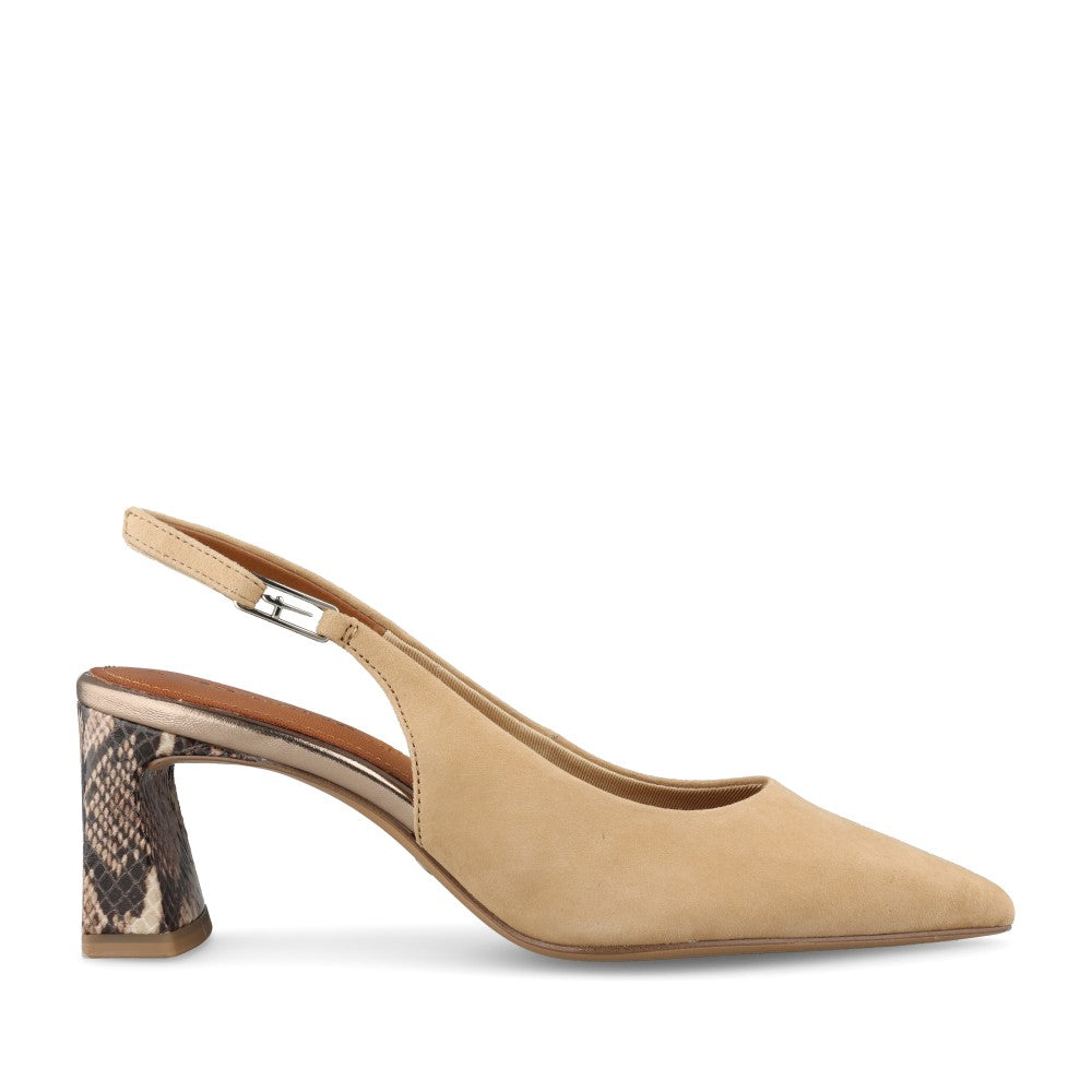 Ladies 1-29624 Sling Back Court Shoe In Tan