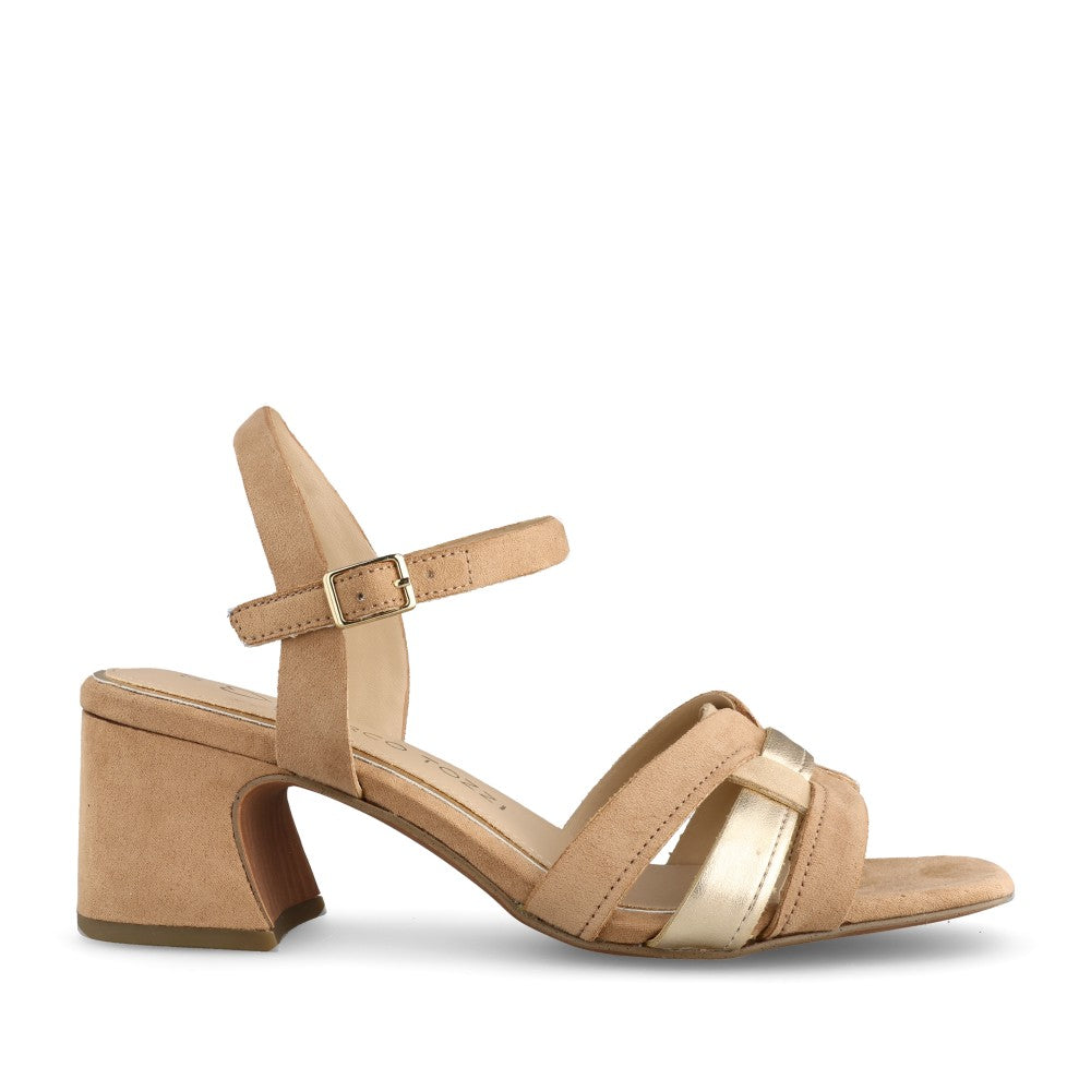 Ladies 2-28341 Block Heel Sandal In Tan