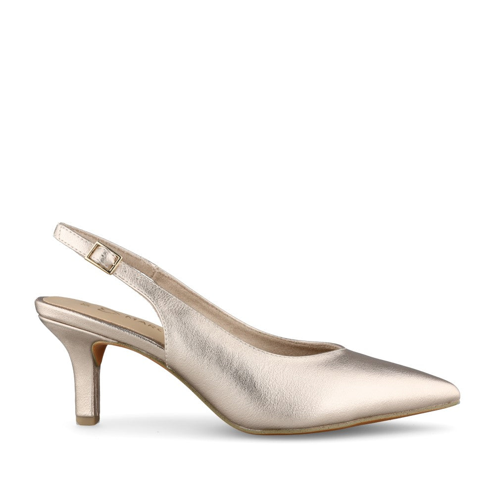 Ladies 2-29628 Low Heel Sling Back Shoe In Platinum