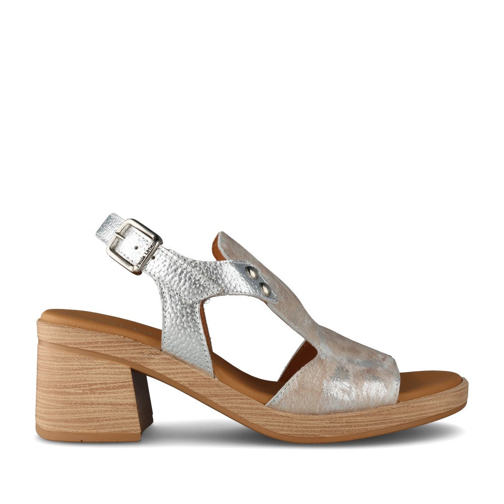 Ladies 34-2008 Block Heel Sandal In Platinum