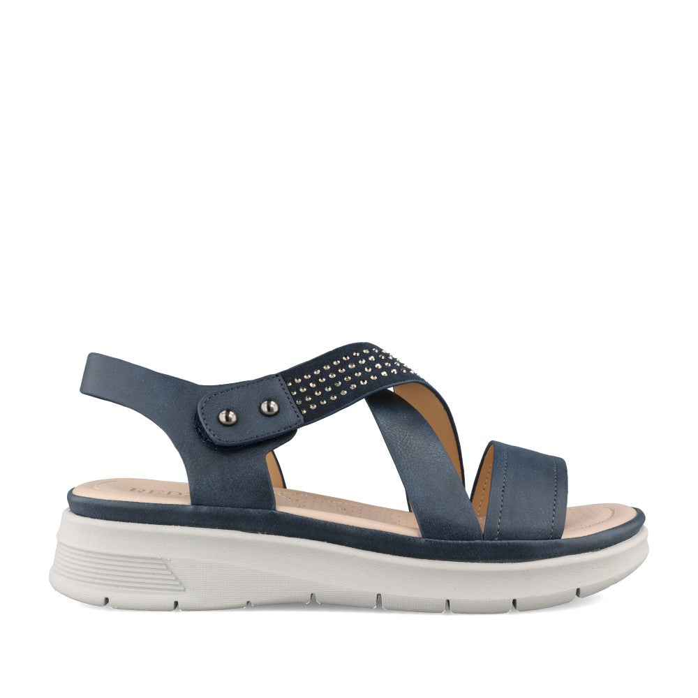 Ladies 161-16a Velcro Sandal In Navy