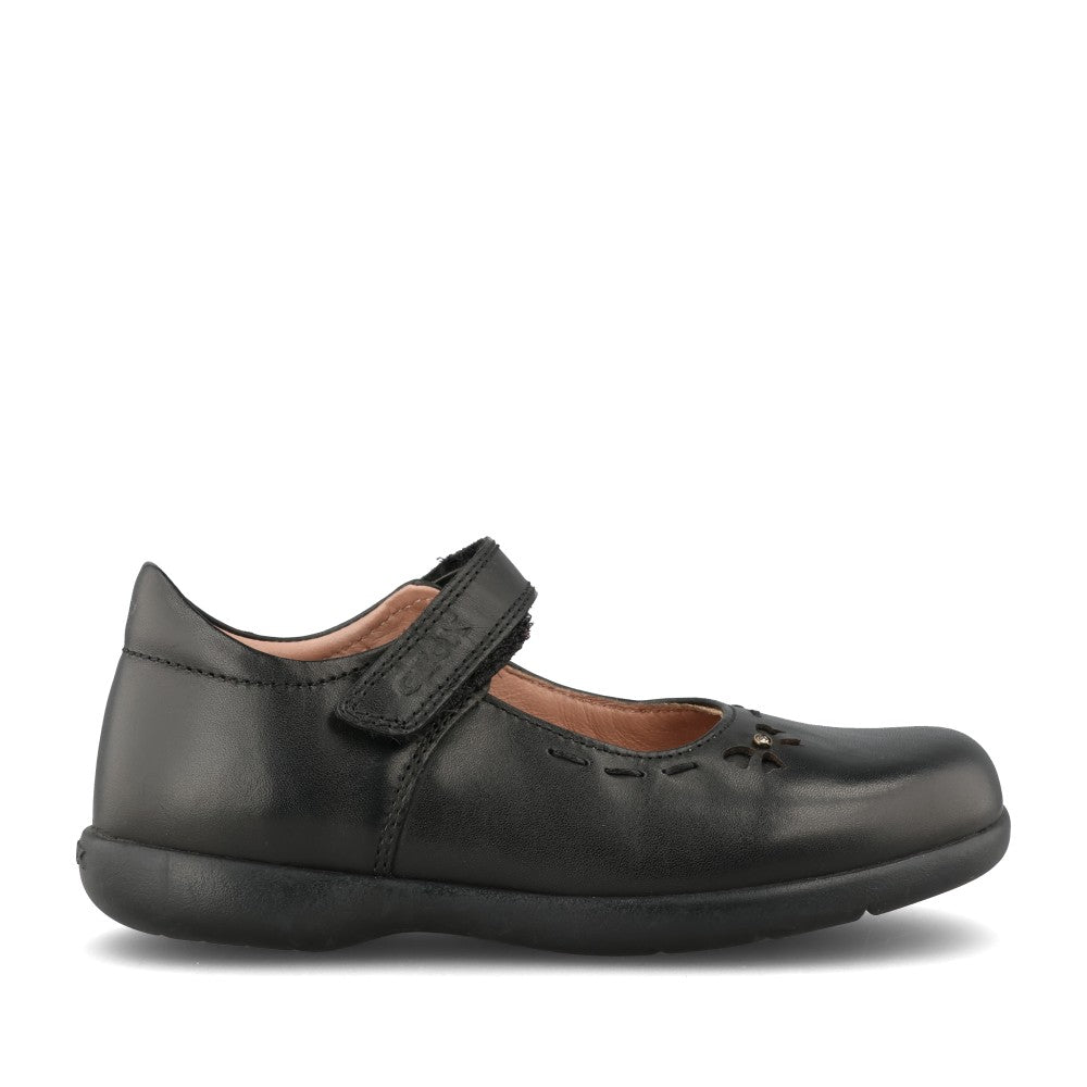 Girls J36fha Naimara Velcro Shoe In Blk Leather