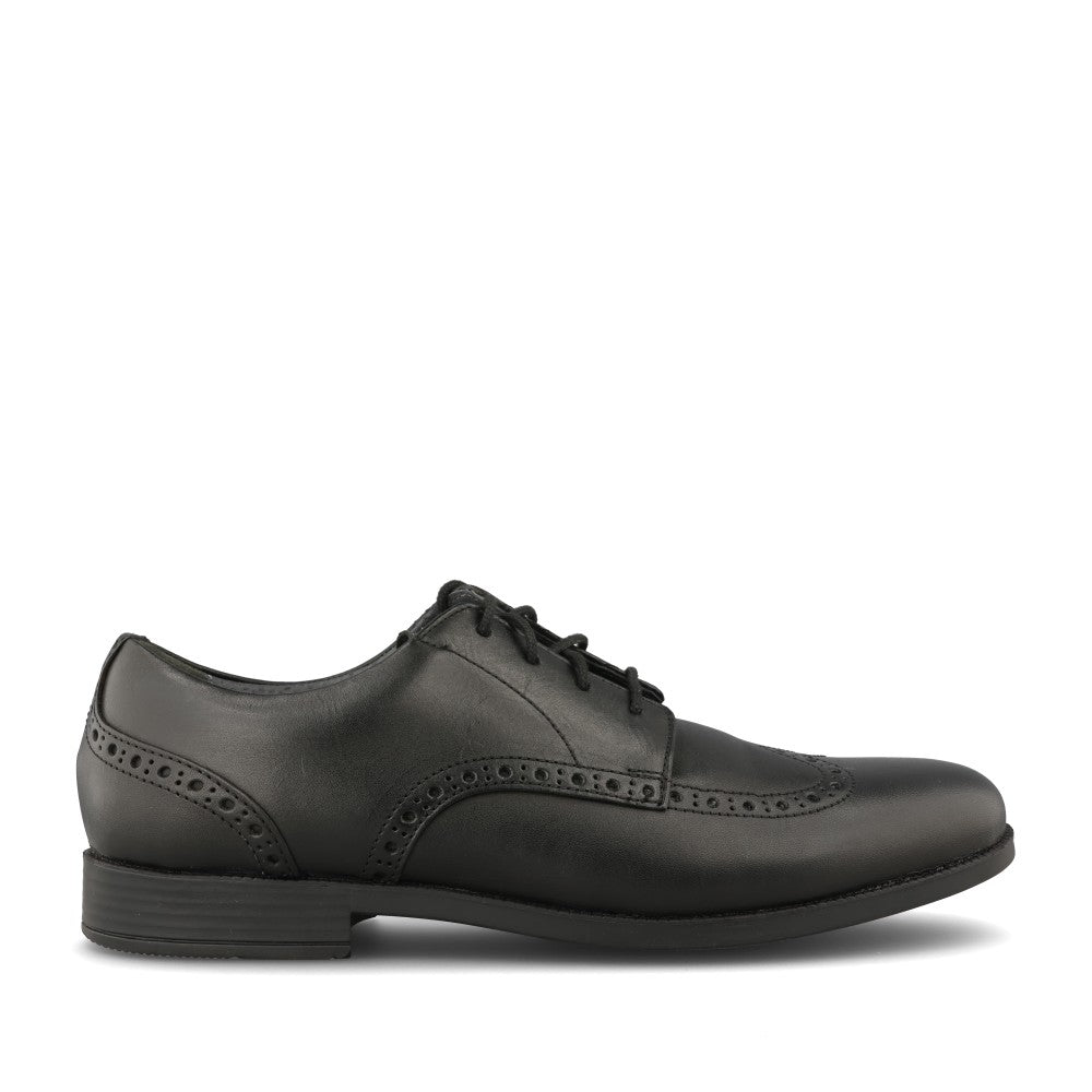 Girls Brogue Snr Black Leather Laced Brogue In Kids G Fit