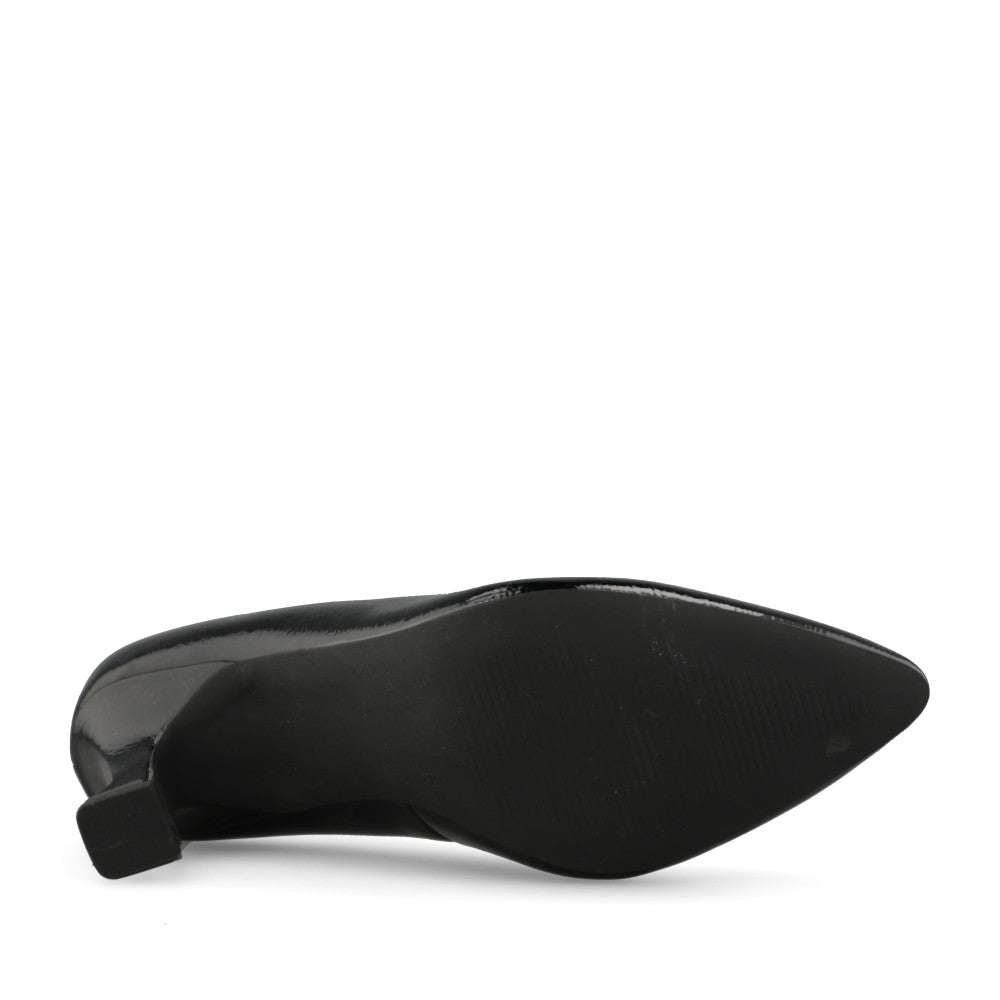 Marco Tozzi Ladies 2-22420 Mid Heel Court Shoe in Black Patent