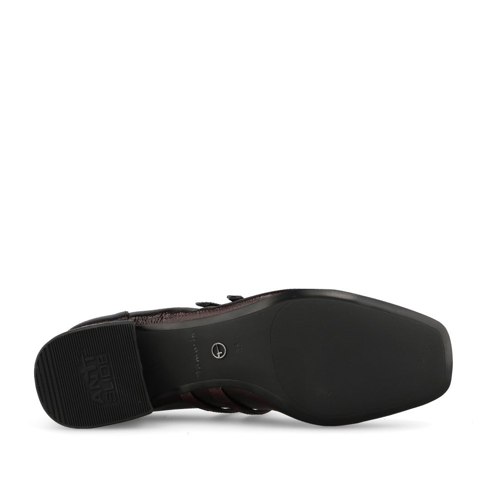 Tamaris Ladies 1-22318 Low Heel Double Strap In Burgandy