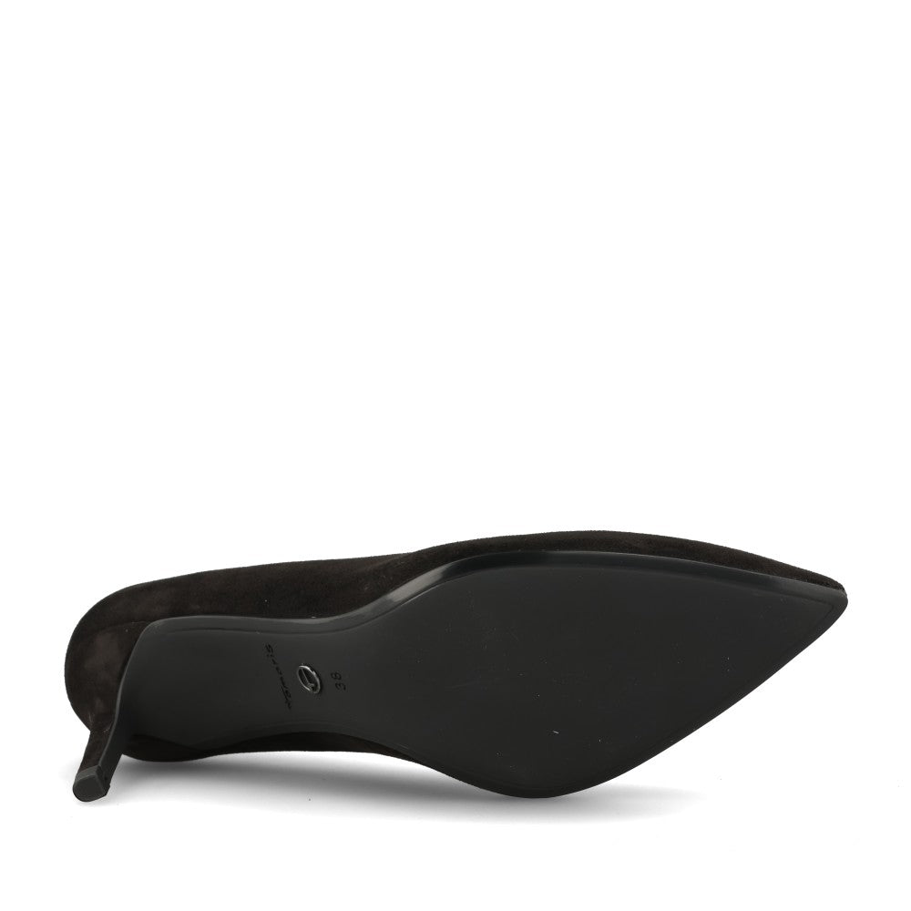 Tamaris Ladies 1-22474 Suede High Heel Court Shoe In Black