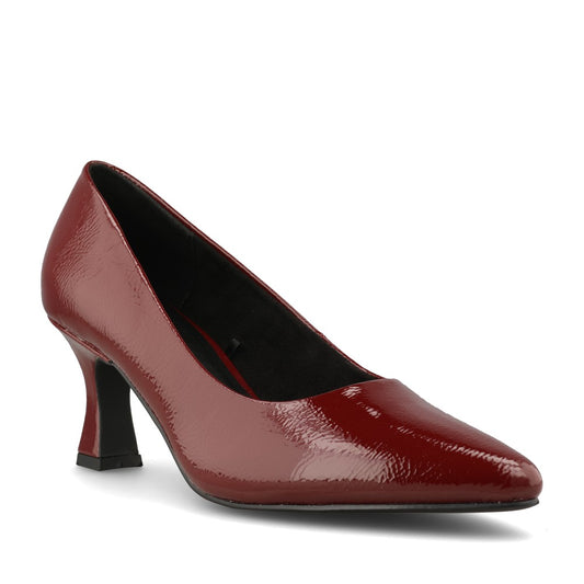 Marco Tozzi Ladies 2-22420 Mid Heel Patent Court Shoe in Red
