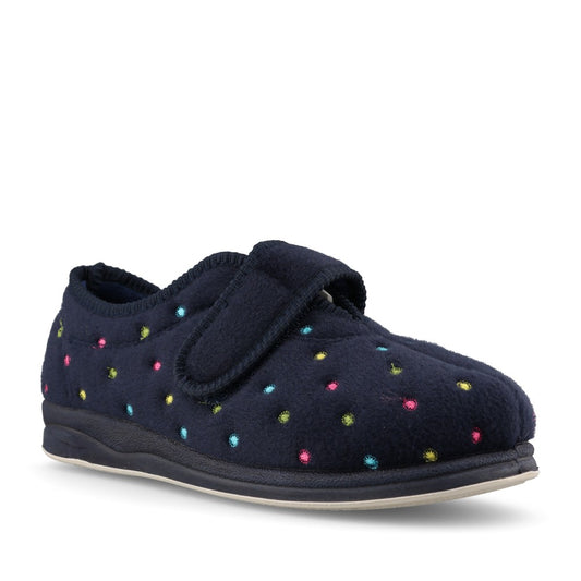 Camilla 447 Ladies Spotted Slipper in Navy Combi
