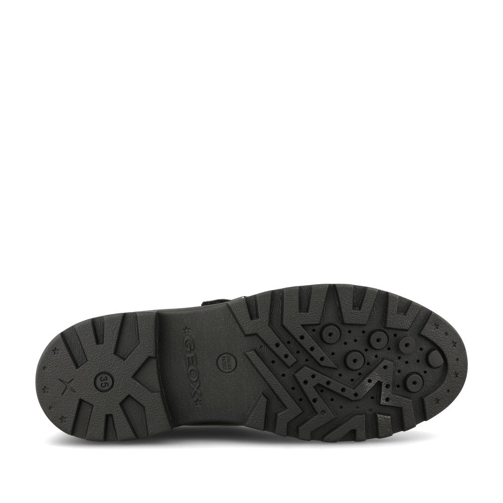 Geox Girls J6620B Casey Patent Buckle Shoe in Black
