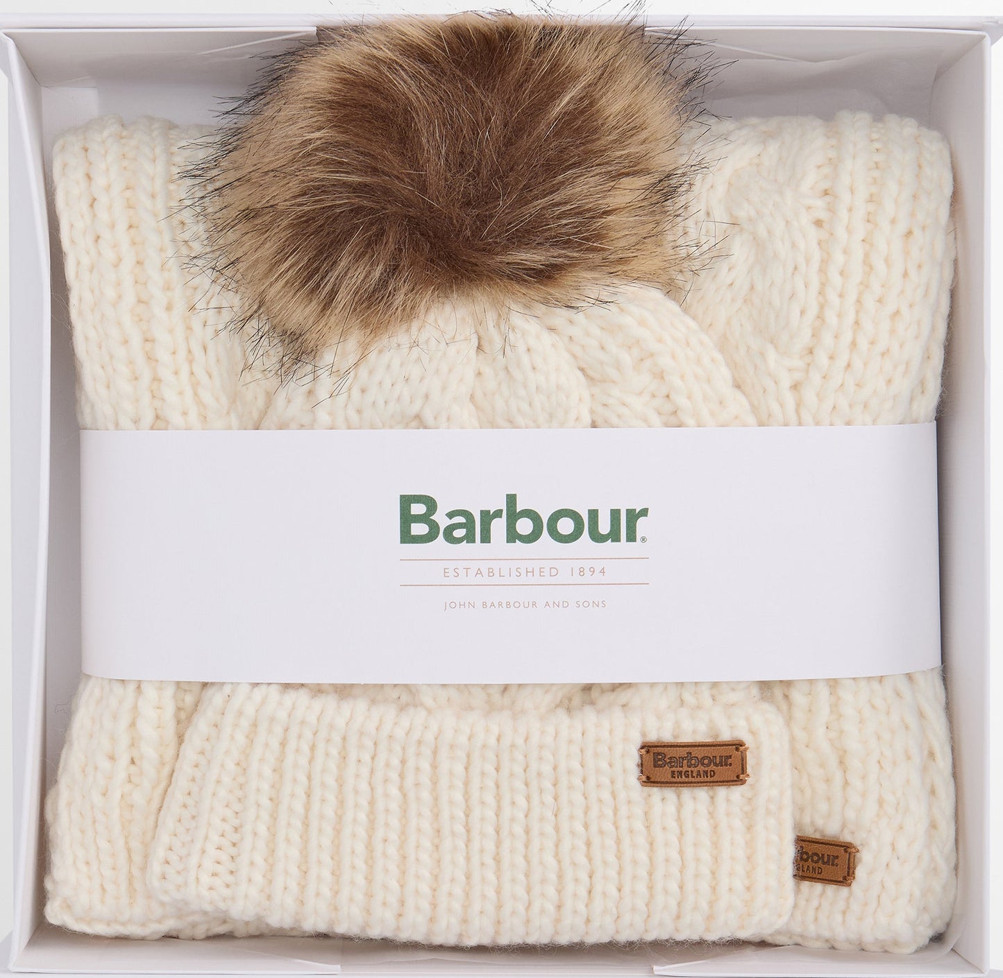 Barbour Ladies Penshaw Hat & Scarf LGS0025 In Cream