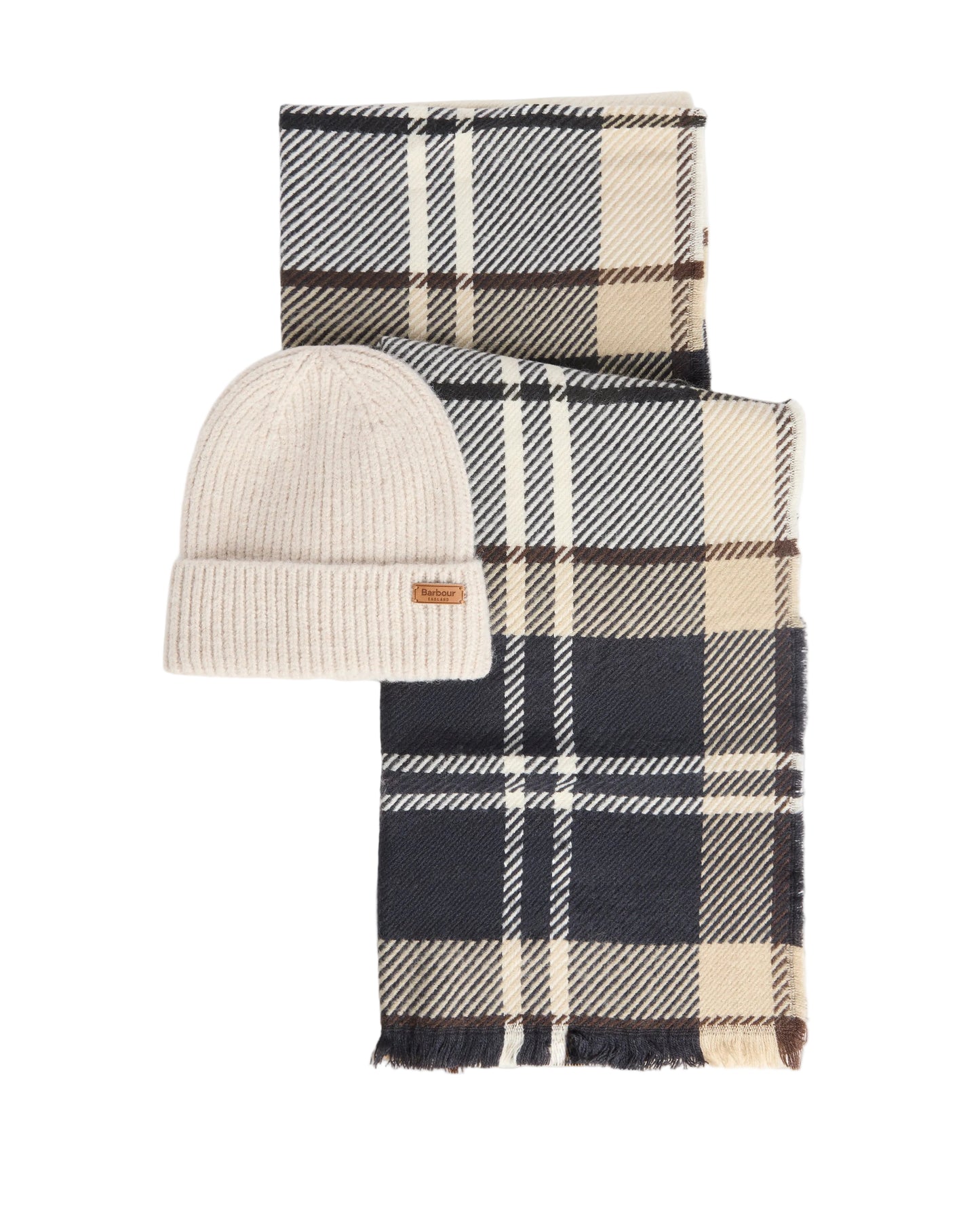 Barbour Ladies Pendle Blair Hat & Scarf LGS0094 In Navy Tartan