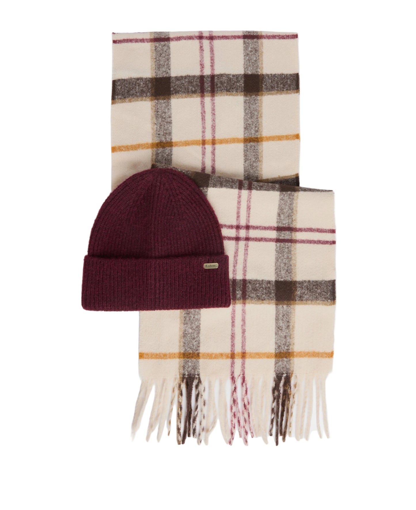 Barbour Ladies Olivia Beanie & Scarf Gift Set LGS0107 In Tartan