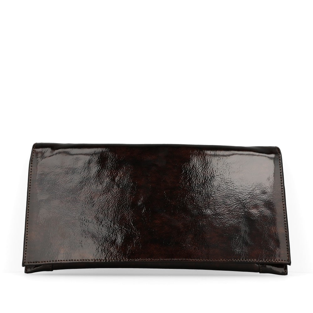 Ladies 0002 2968 Dark Brown Patent Leather Clutch bag