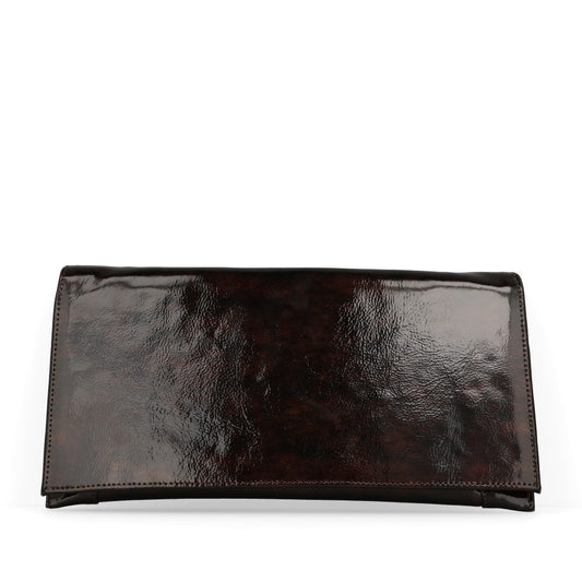 Ladies 0002 2968 Dark Brown Patent Leather Clutch bag