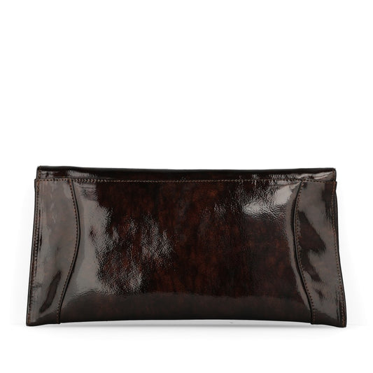 Ladies 0002 2968 Dark Brown Patent Leather Clutch bag