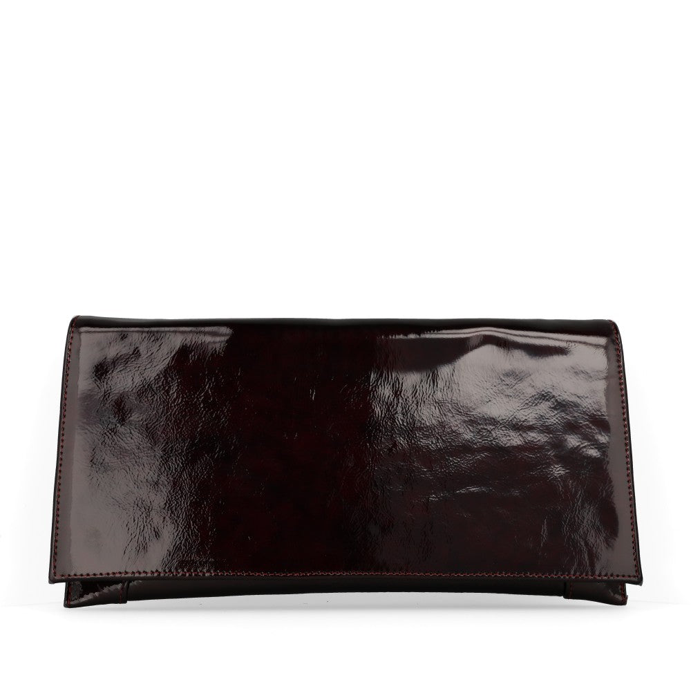 Ladies 0002 2894 Burgandy Patent Leather Clutch bag