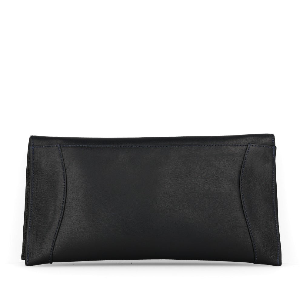 Ladies 0002 3016 Navy Leather Clutch bag